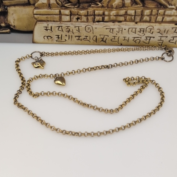Stella & Dot Gold Link Charm Necklace With Fox And Heart Charms - Picture 1 of 7